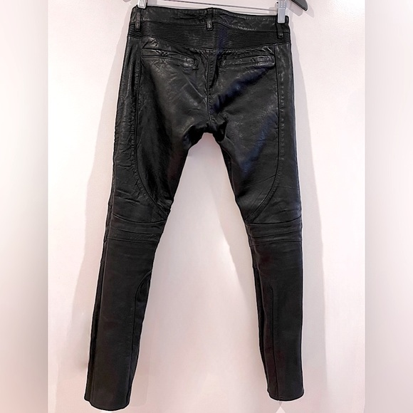 ALLSAINTS Black Italian Leather Biker Moto Pants - Picture 2 of 12